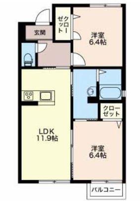メゾンエトワール(2LDK/2階)の間取り写真