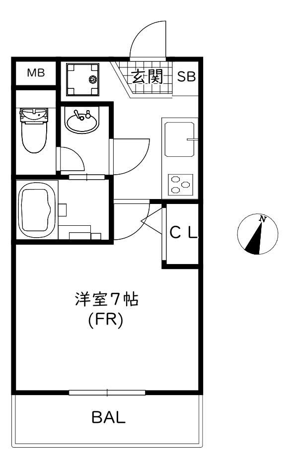 アイル神戸西(1K/1階)の間取り写真