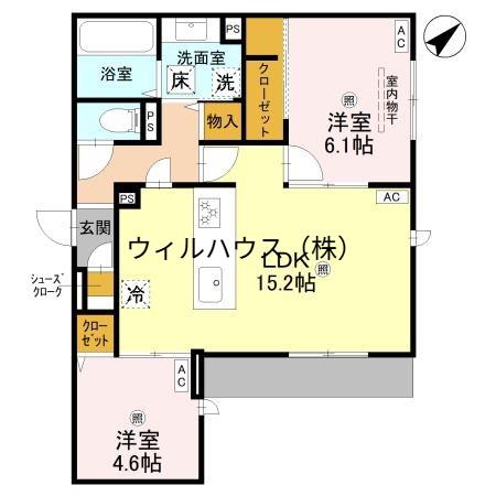 ラ メゾン ピック 中百舌鳥2(2LDK/1階)の間取り写真