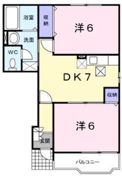 グランドゥールあおばA(2DK/1階)の間取り写真