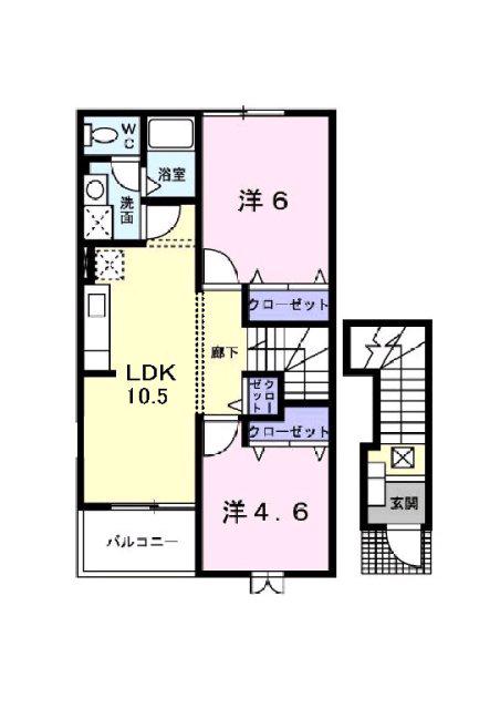 フィールドS(2LDK/2階)の間取り写真