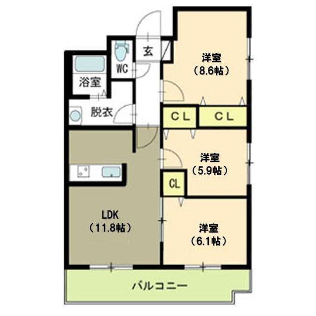 サンハイムさかい(3LDK/1階)の間取り写真