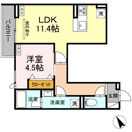 セレスティア桜上水(1LDK/2階)の間取り写真
