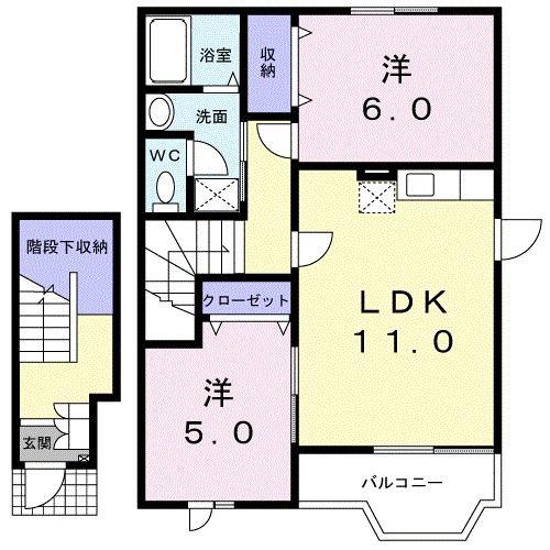 ORGANIC大寿I(2LDK/2階)の間取り写真