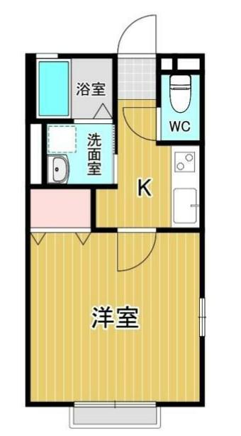 レジデンス薬師堂B棟(1K/1階)の間取り写真