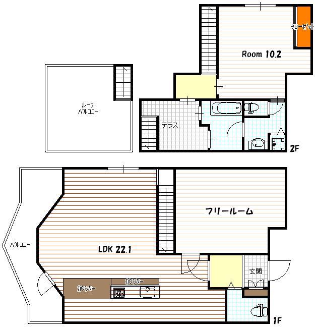グランエターナ京都(1SDK/10階)の間取り写真