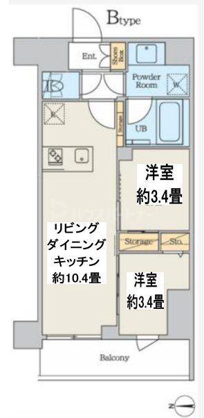 CREATIF本所吾妻橋(2LDK/11階)の間取り写真