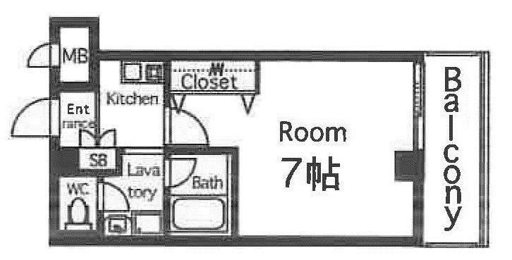 サンシャイン戸川(1K/8階)の間取り写真