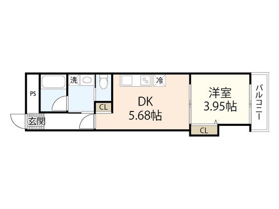 LE DOME阿品(1DK/1階)の間取り写真