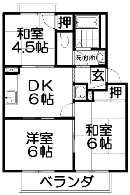 平尾ハイツ(3DK/2階)の間取り写真