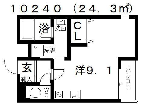 ステラウッド春日丘(ワンルーム/3階)の間取り写真