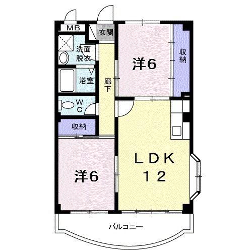 スリーズマンション(2LDK/2階)の間取り写真