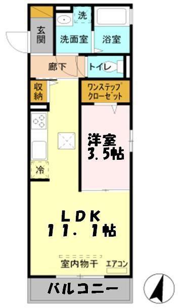 ILSOLE土呂町(1LDK/1階)の間取り写真