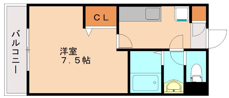 ボナージュ室見(1K/2階)の間取り写真