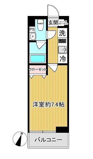 SHOKEN RESIDENCE横浜大口(1K/1階)の間取り写真