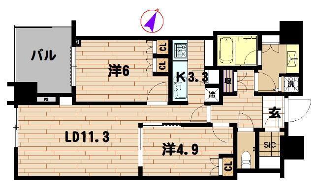大崎ウエストシティタワーズ(2LDK/16階)の間取り写真