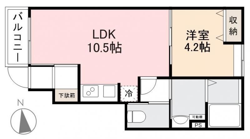 ヴェルグレイヴィア元山(1LDK/1階)の間取り写真