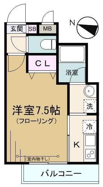 アラ・セレステ西落合(1K/2階)の間取り写真