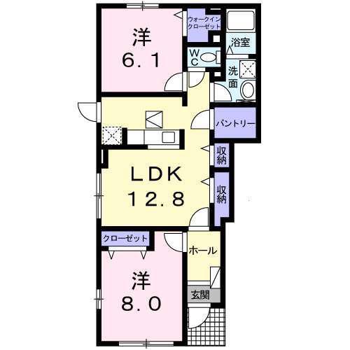 コート デ マグノリアIII(2LDK/1階)の間取り写真