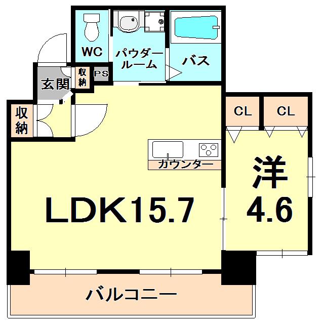 ロゼノワール夙川(1LDK/5階)の間取り写真