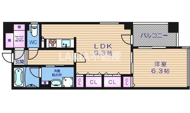 ノステルコート夕陽丘(1LDK/10階)の間取り写真