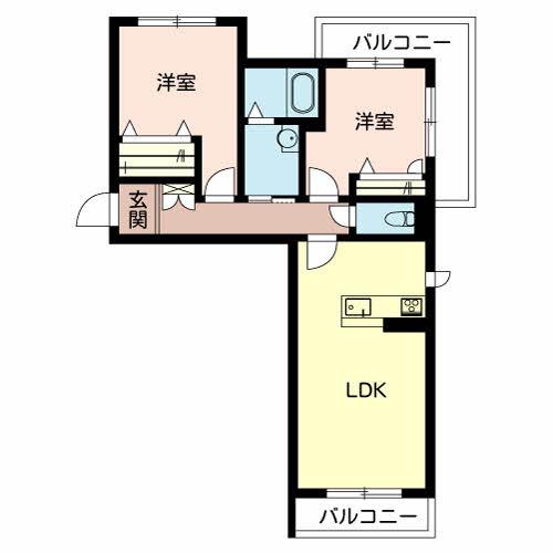 リメインらかん W棟・S棟・E棟(2LDK/2階)の間取り写真