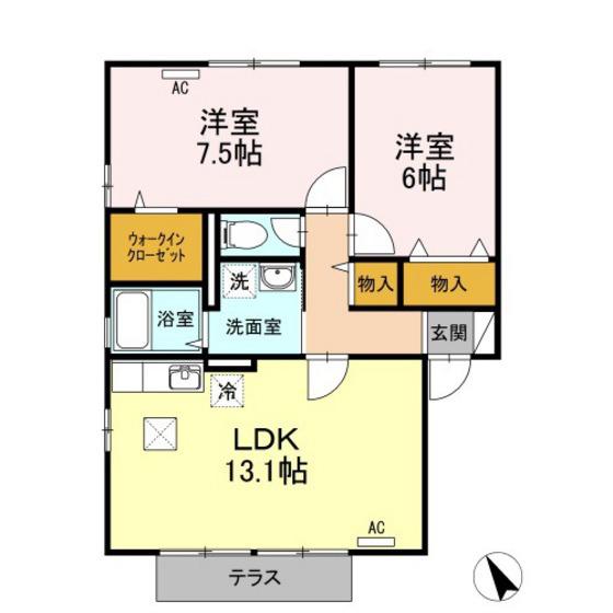 ウィルコート水道橋A棟(2LDK/1階)の間取り写真