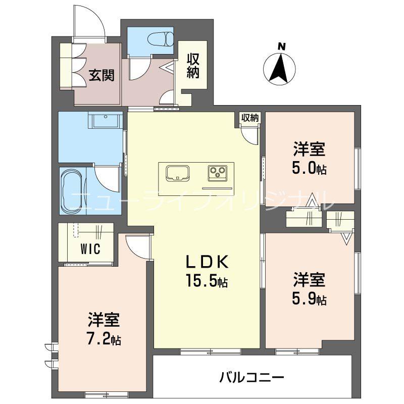 オスマンサス(3LDK/1階)の間取り写真