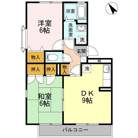 ニューライフつぶくA(2DK/3階)の間取り写真
