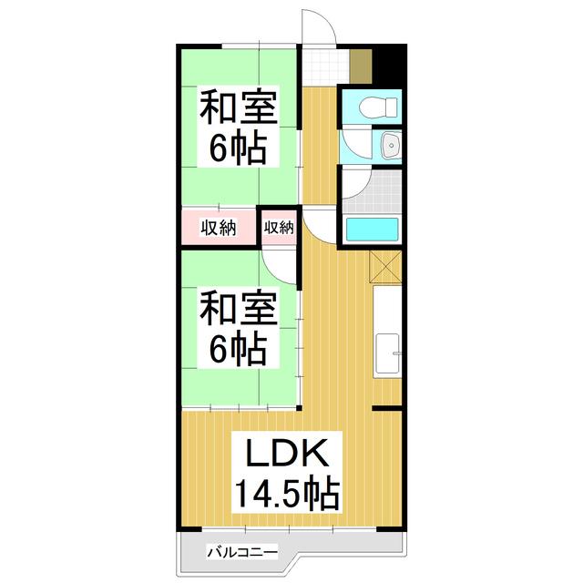 アシスト長野マンションIII(2LDK/3階)の間取り写真
