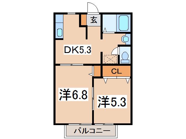 シェーネスハイムA(2DK/1階)の間取り写真