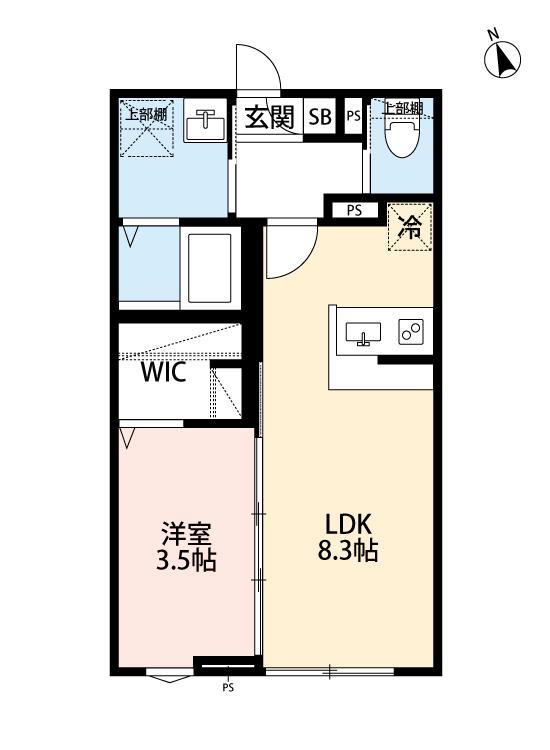 桜ノ杜 -サクラノモリ-(1LDK/1階)の間取り写真