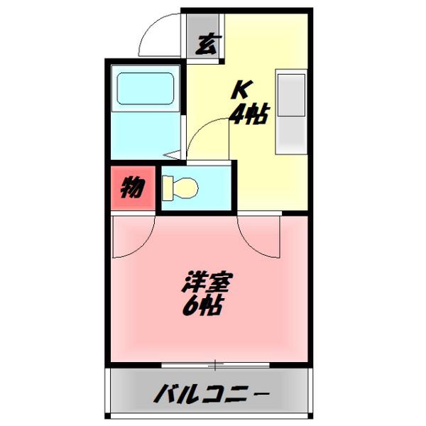 ヴィラナリー太子橋(1K/2階)の間取り写真