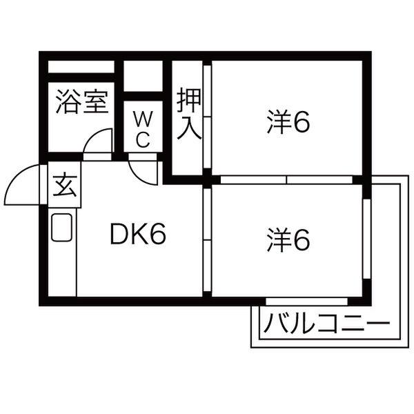 明治第2ビルディング(2DK/3階)の間取り写真