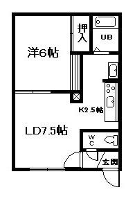 どんぐりの部屋(1LDK/1階)の間取り写真