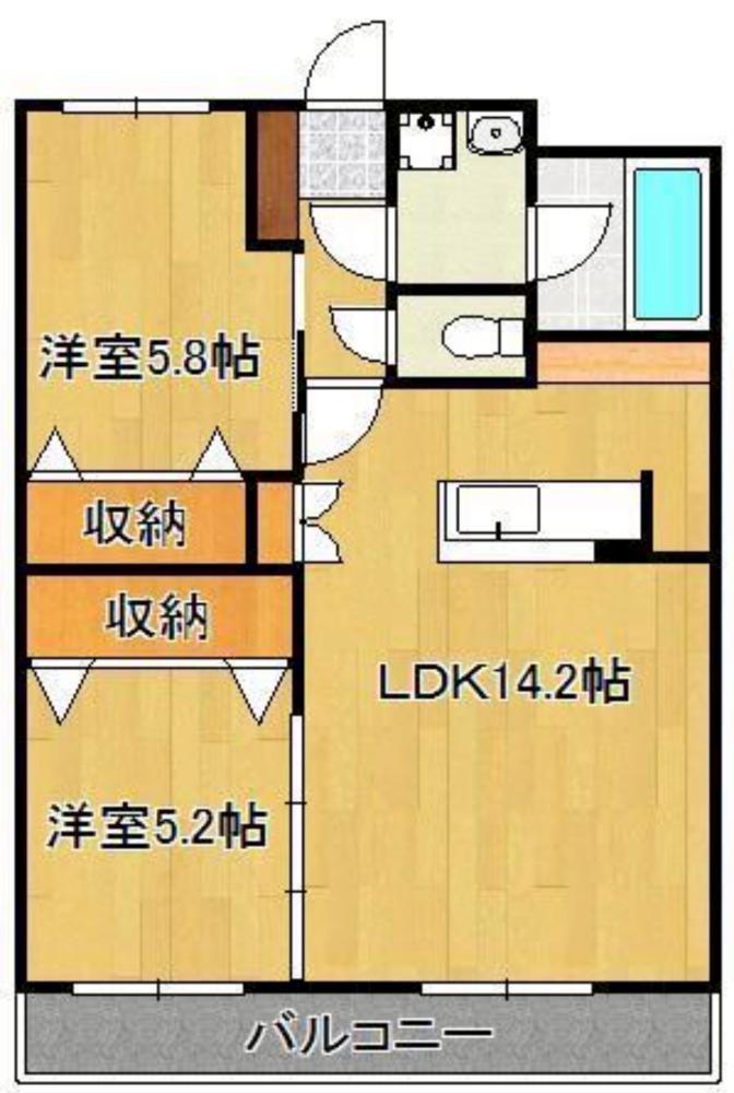 プレミールNAKAMAIII(2LDK/3階)の間取り写真