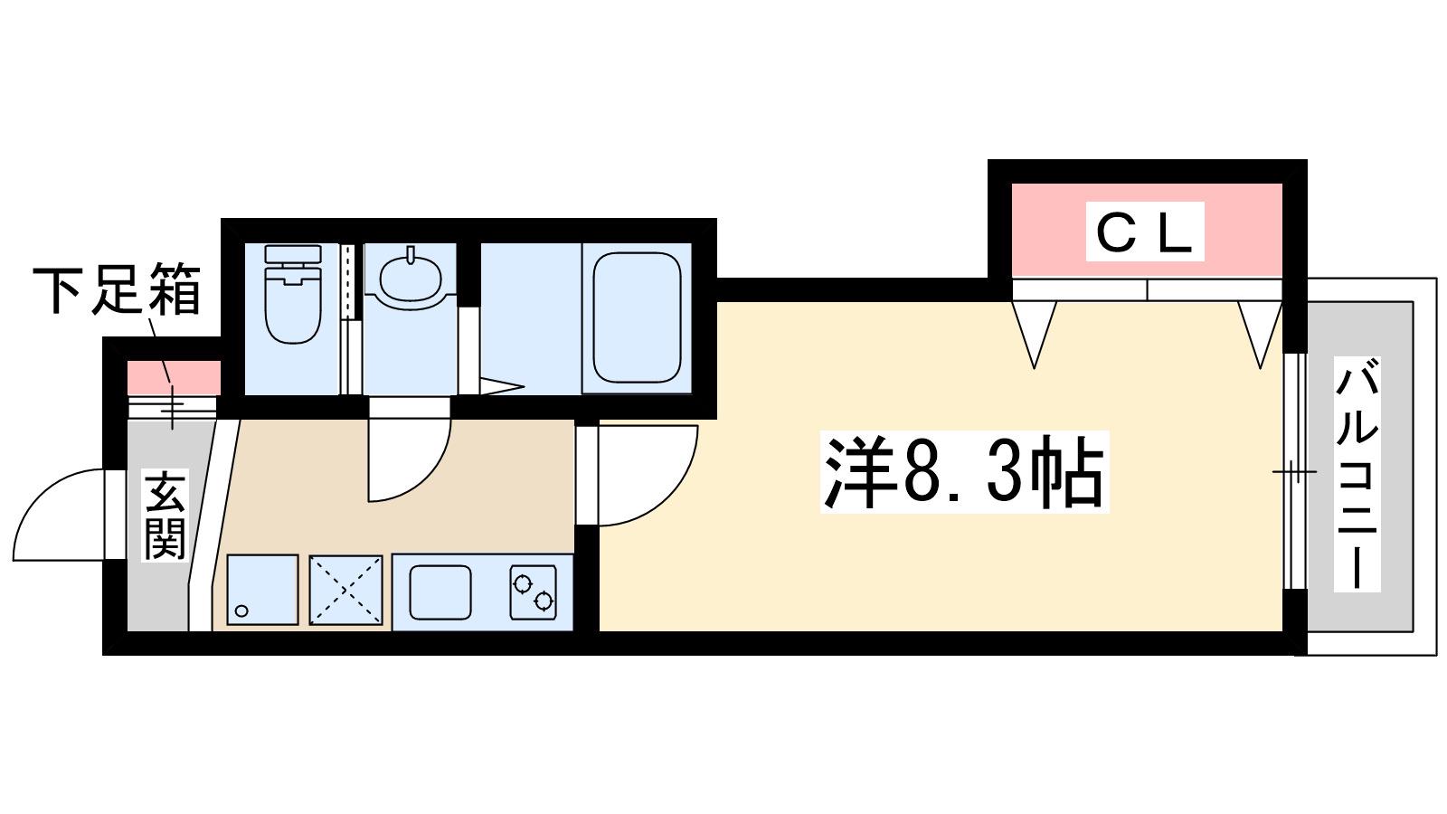 ラグゼ新大阪南(1K/3階)の間取り写真