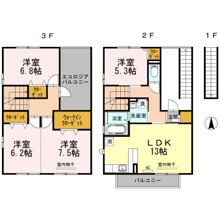 グリーンパーク西石井(4LDK/3階)の間取り写真