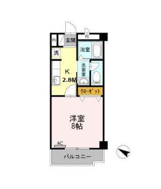 プラスパ・M(1K/3階)の間取り写真