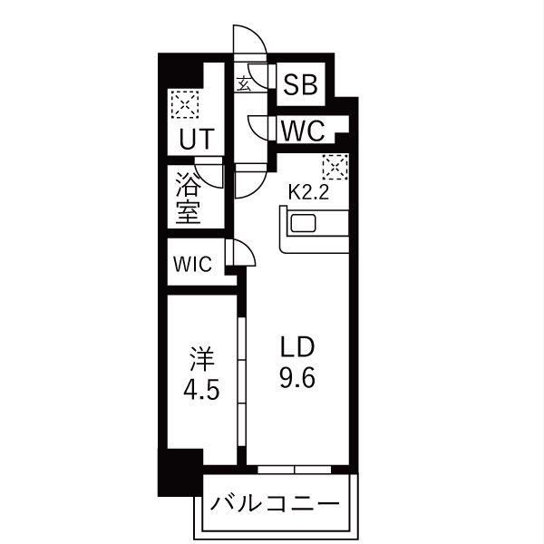 メイクスアート名駅ウエスト(1LDK/2階)の間取り写真