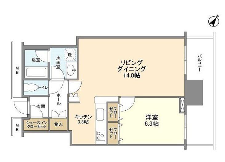 リガーレ日本橋人形町(1LDK/22階)の間取り写真