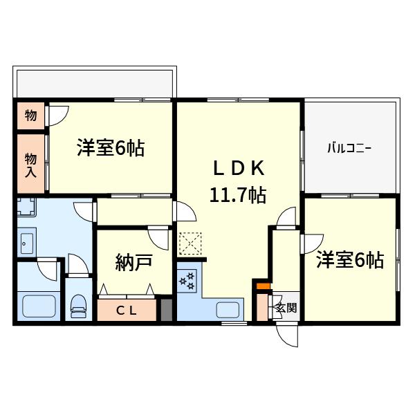 高槻ハイツ(2SLDK/1階)の間取り写真