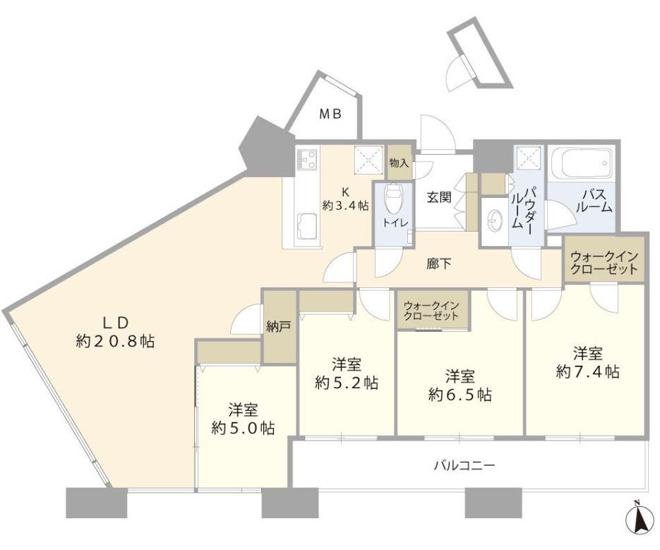 I-TOWER(4LDK/22階)の間取り写真