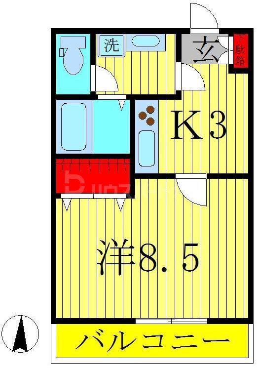 ロイヤルパレス(1K/3階)の間取り写真