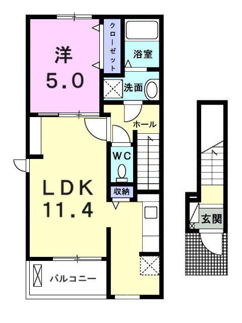 リトモ フェリーチェ V(1LDK/2階)の間取り写真