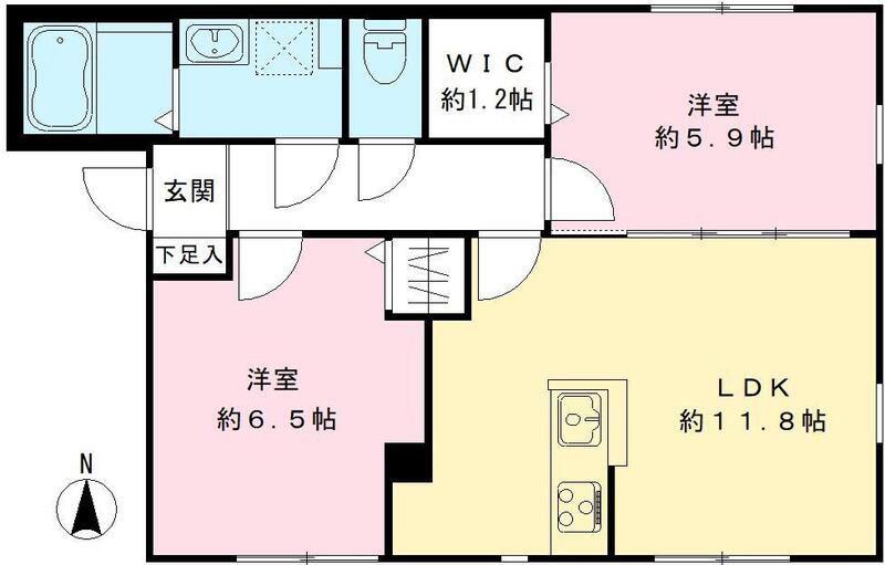 シエールI(2LDK/1階)の間取り写真