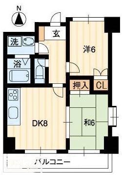 ホープスエイシ(2DK/2階)の間取り写真