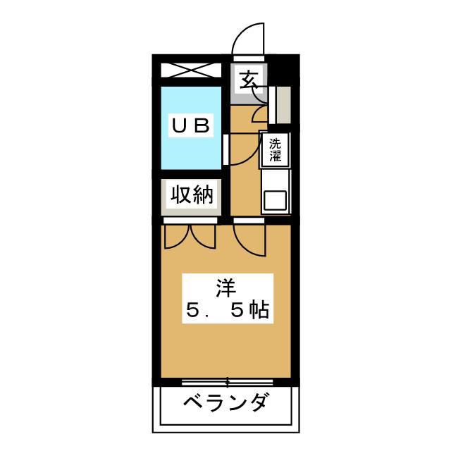 ヒルサイドフラッツIV(1K/2階)の間取り写真