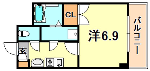 グランデ・アステール芦屋(1K/4階)の間取り写真