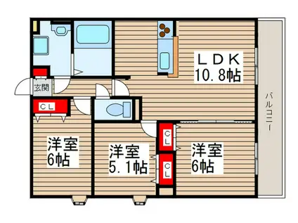EVER GREEN(3LDK/2階)の間取り写真